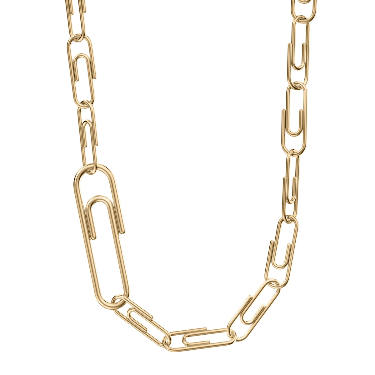 Fossil Women's Paperclip Collection Gold-Tone Stainless Steel Chain Necklace -  JF05004710 (2)
