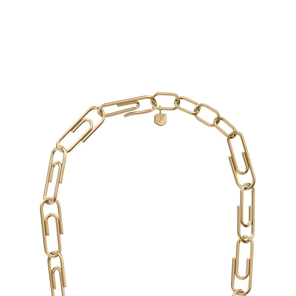 Fossil Women's Paperclip Collection Gold-Tone Stainless Steel Chain Necklace -  JF05004710 (1)