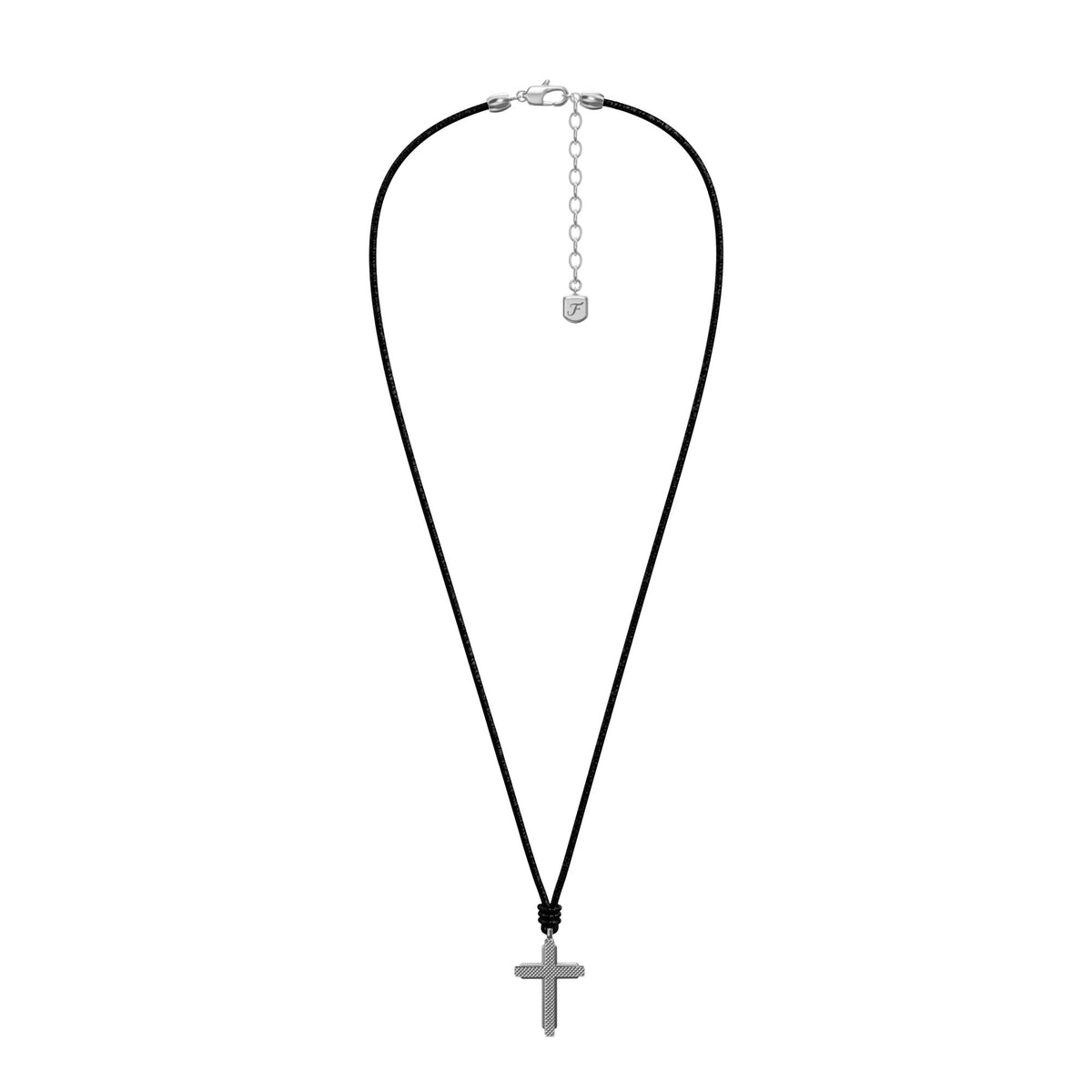 Fossil Men's Machine Black Leather Cross Pendant Necklace -  JF05006040 (3)