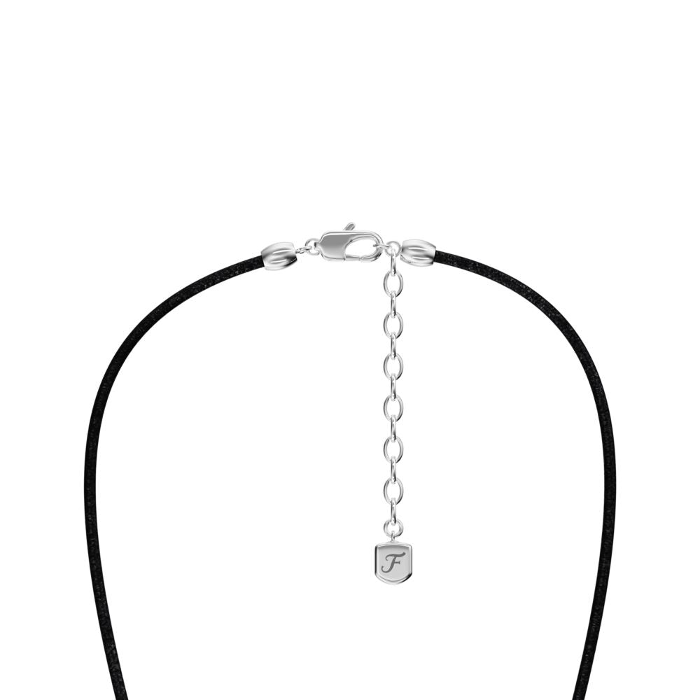 Fossil Men's Machine Black Leather Cross Pendant Necklace -  JF05006040
