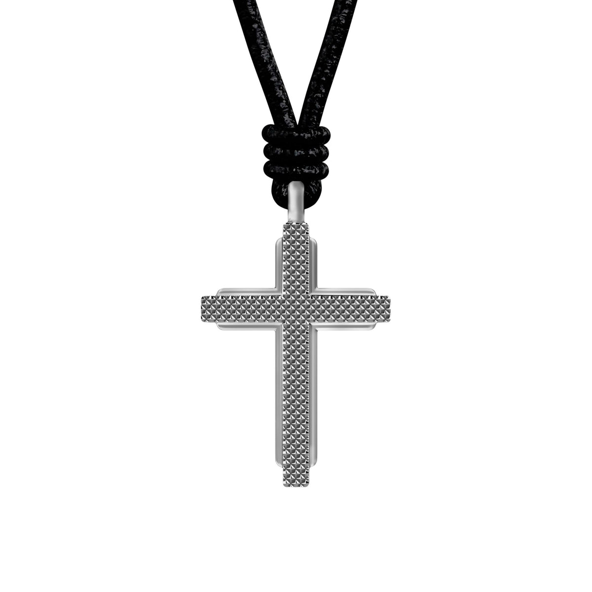 Fossil Men's Machine Black Leather Cross Pendant Necklace -  JF05006040 (2)