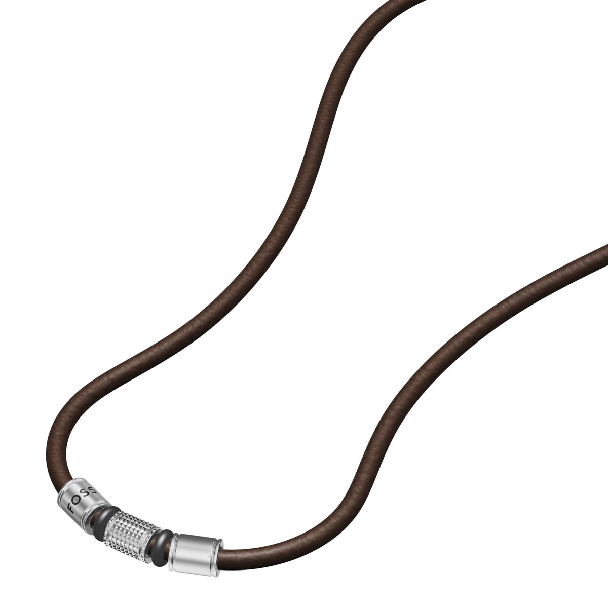 Fossil Men's Machine Rondelles Brown Leather Station Necklace -  JF05007998 (3)