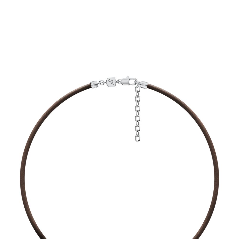 Fossil Men's Machine Rondelles Brown Leather Station Necklace -  JF05007998 (2)