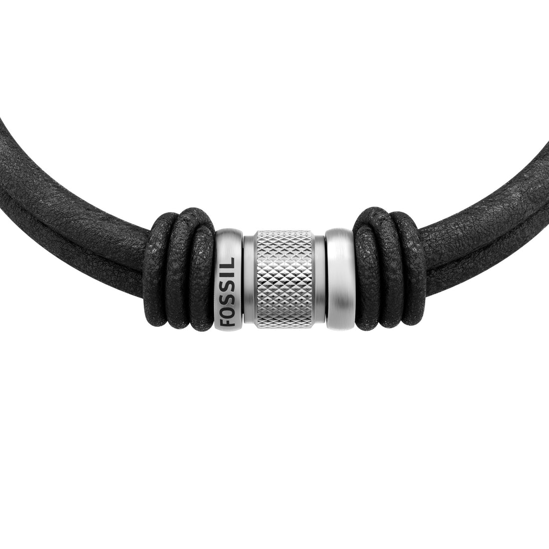 Fossil Men's Machine Rondelles Black Leather Multi-Strand Bracelet -  JF05008040