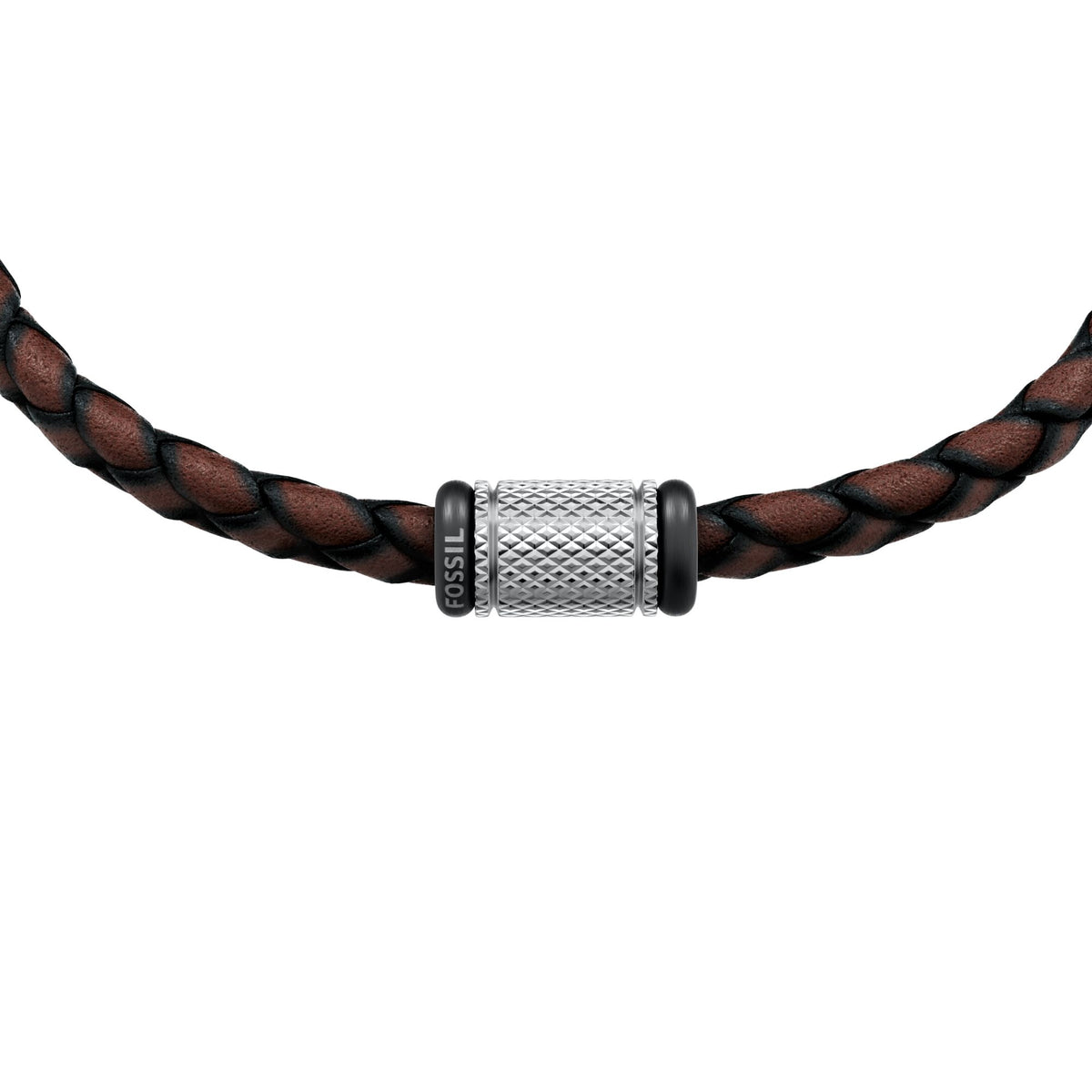 Fossil Men's Machine Rondelles Brown Leather Station Bracelet -  JF05009998 (1)