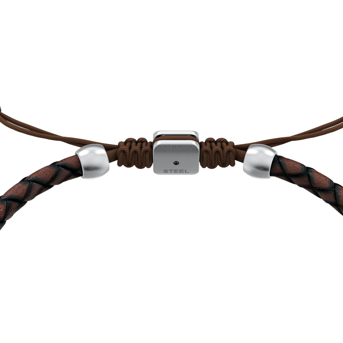 Fossil Men's Machine Rondelles Brown Leather Station Bracelet -  JF05009998 (2)