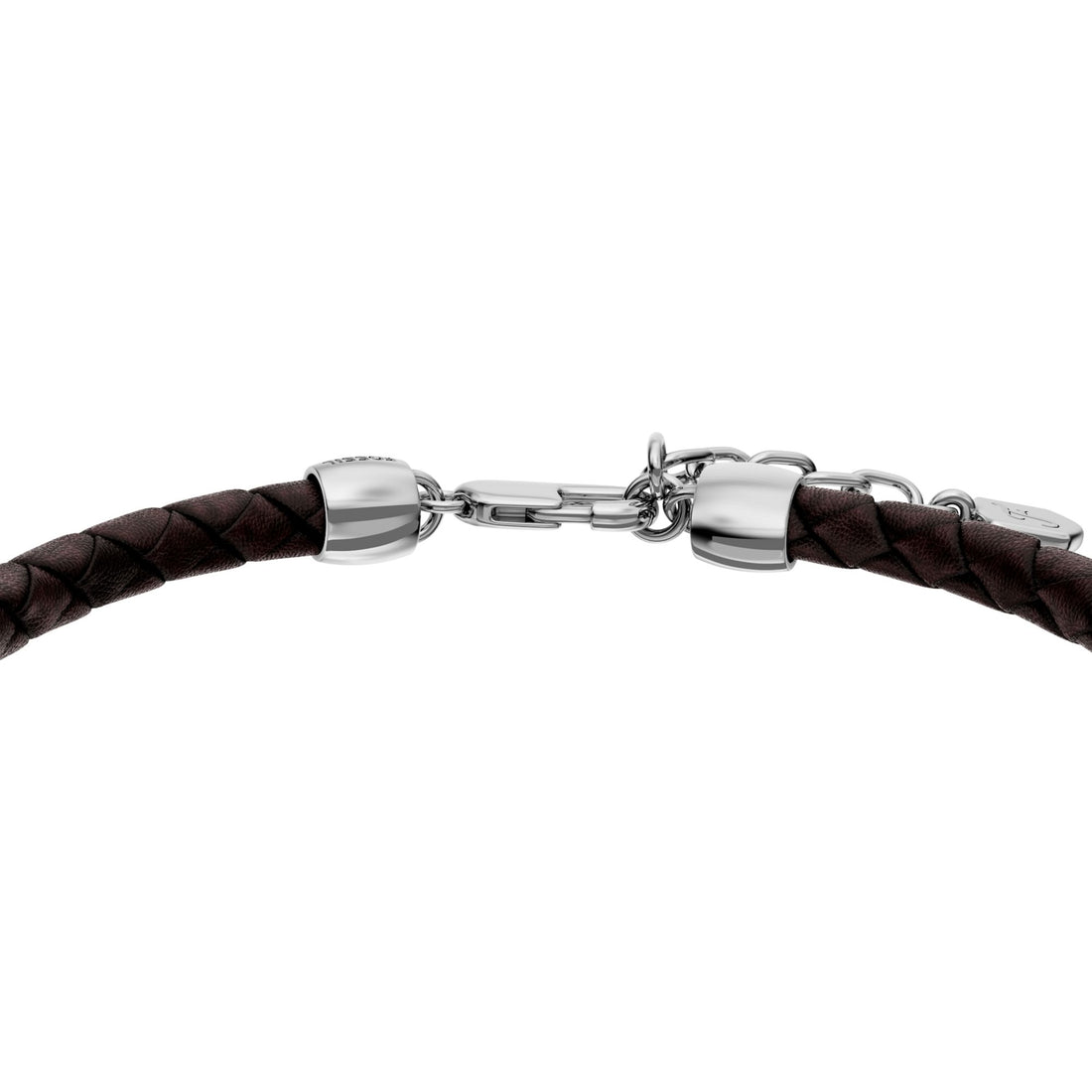 Fossil Men's Everett Enamel Brown Leather Station Bracelet -  JF05023040