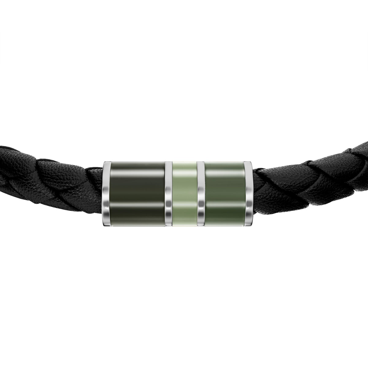 Fossil Men's Everett Enamel Black Leather Station Bracelet -  JF05024040 (1)