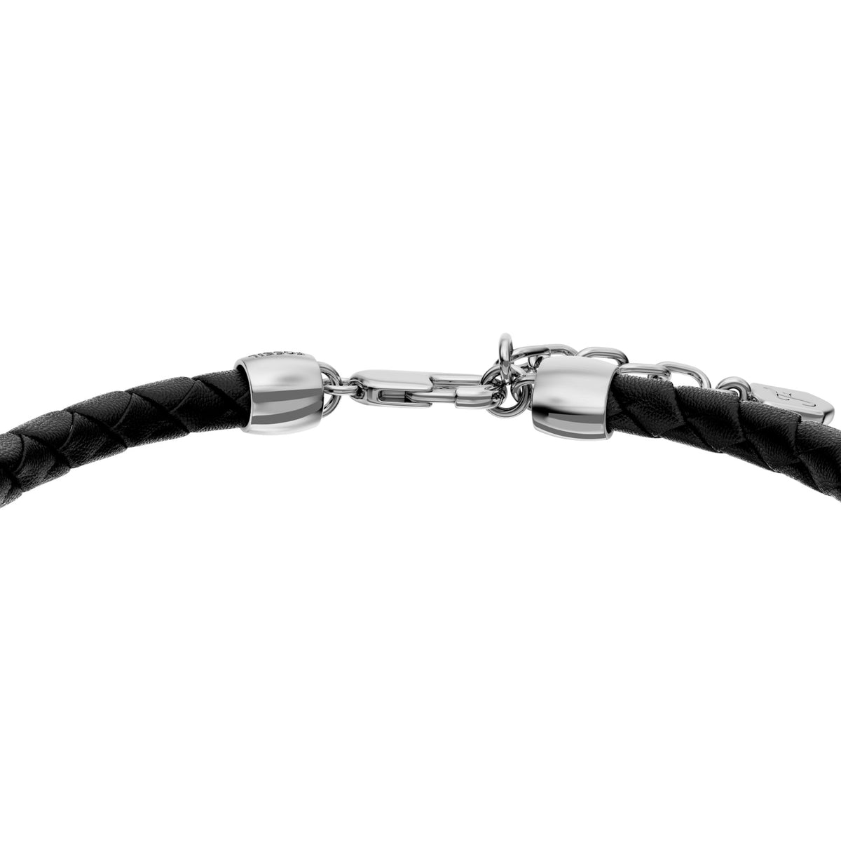 Fossil Men's Everett Enamel Black Leather Station Bracelet -  JF05024040 (2)