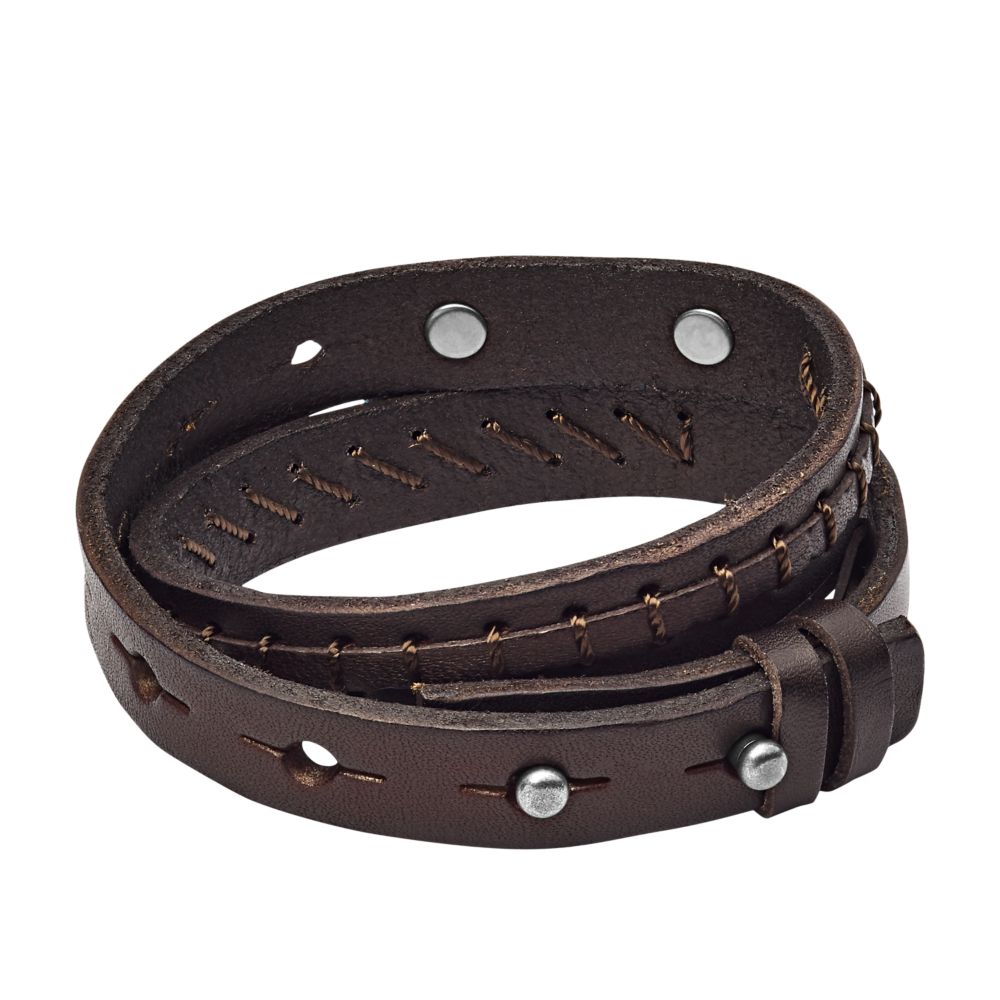 Fossil Men's Brown Leather ID Bracelet, JF87354040 (1)