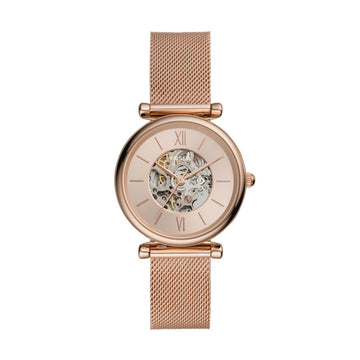Fossil Carlie 35mm Automatic Rose Gold-Tone Stainless Steel Mesh Watch - ME3175