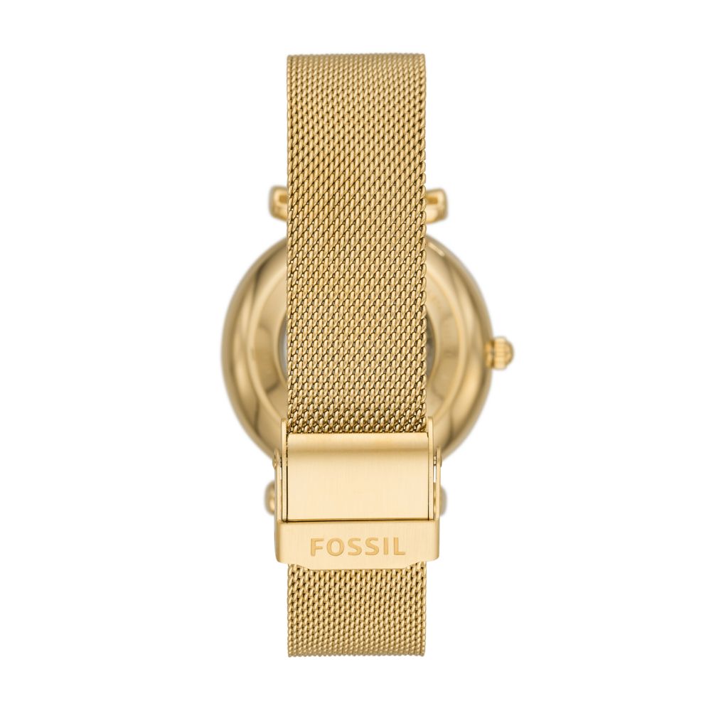 Fossil Carlie 35mm Automatic Gold-Tone Stainless Steel Mesh Watch - ME3250 (1)