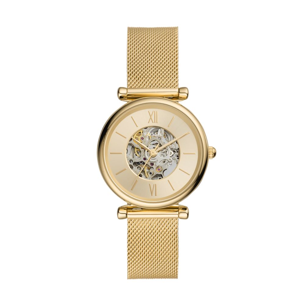 Fossil Carlie 35mm Automatic Gold-Tone Stainless Steel Mesh Watch - ME3250