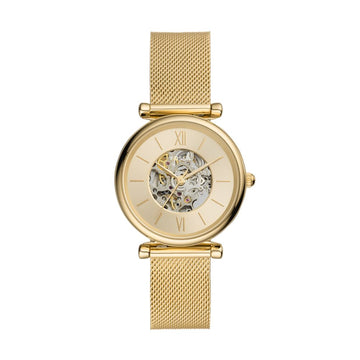 Fossil Carlie 35mm Automatic Gold-Tone Stainless Steel Mesh Watch - ME3250