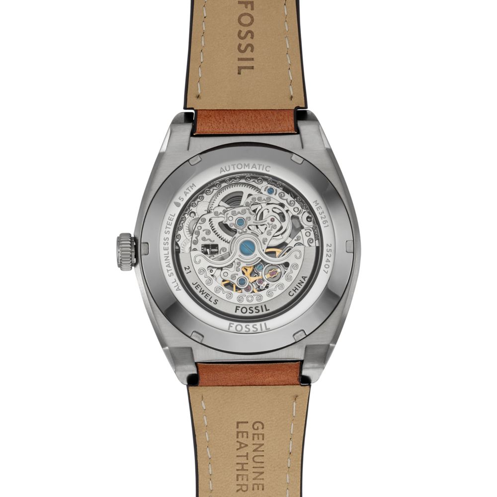 Fossil Everett 42mm Automatic Brown Leather Watch - ME3261 (2)