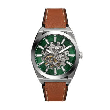 Fossil Everett 42mm Automatic Brown Leather Watch - ME3261
