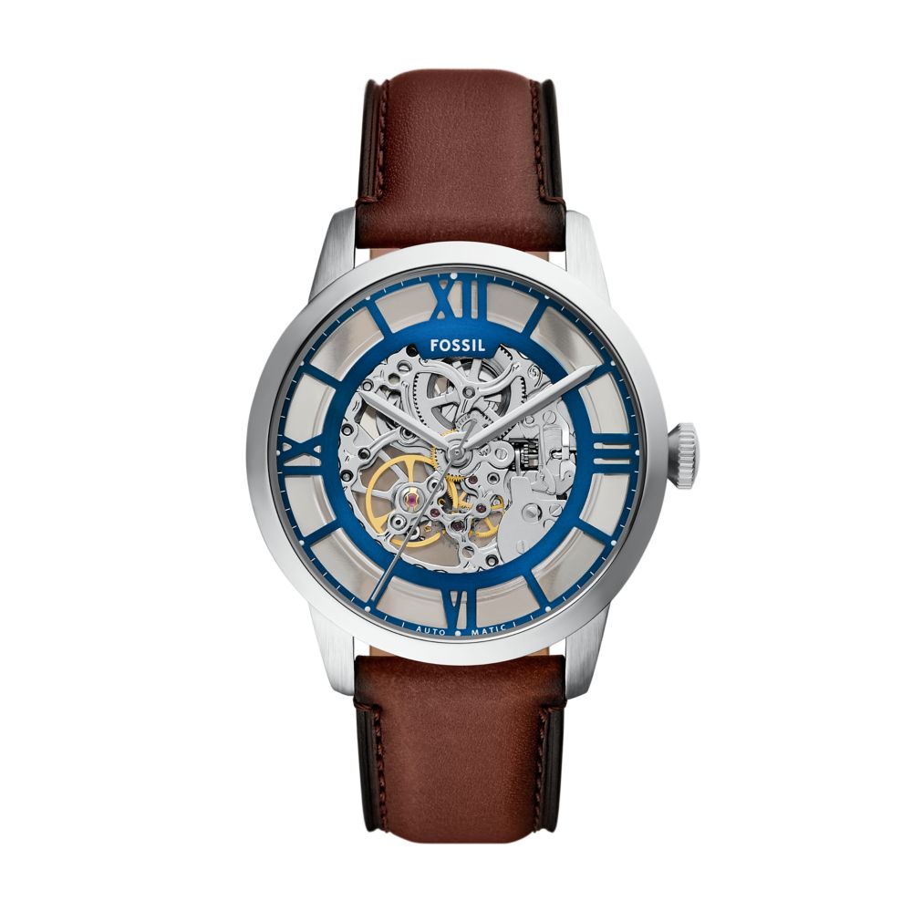 Fossil Townsman 44mm Automatic Brown Leather Watch - ME3267