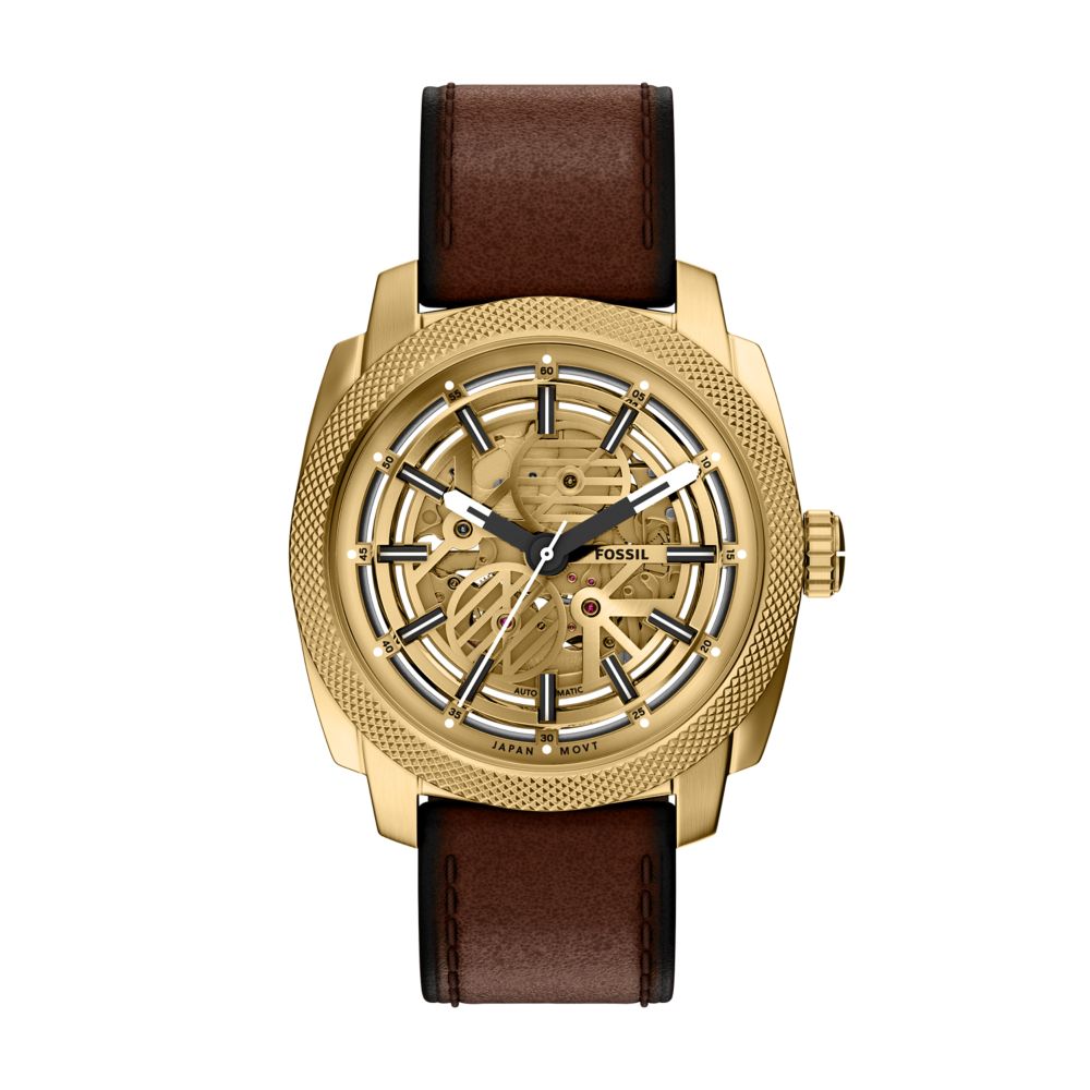 Fossil Machine 45mm Automatic Brown Leather Watch - ME3278