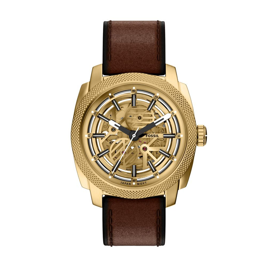 Fossil Machine 45mm Automatic Brown Leather Watch - ME3278