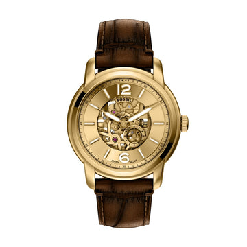 Fossil Heritage 44mm Automatic Brown Croco Leather Watch - ME3279