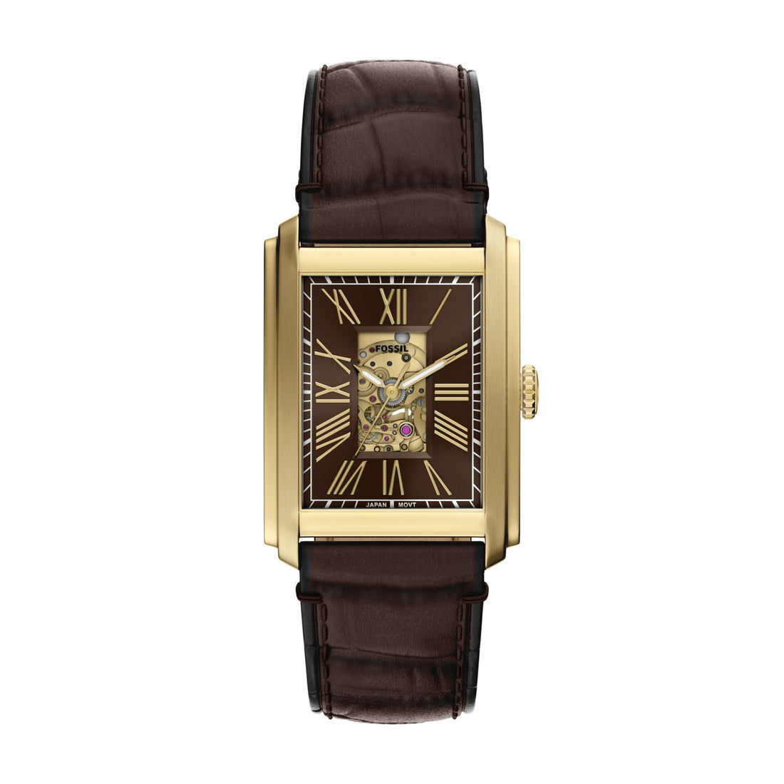 Fossil Carraway 30mm Automatic Brown Croco Leather Watch - ME3281