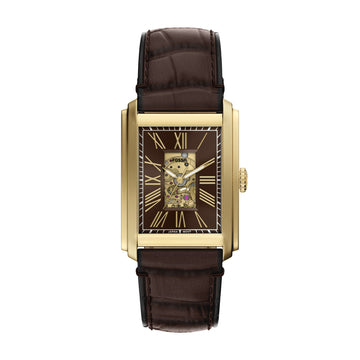 Fossil Carraway 30mm Automatic Brown Croco Leather Watch - ME3281