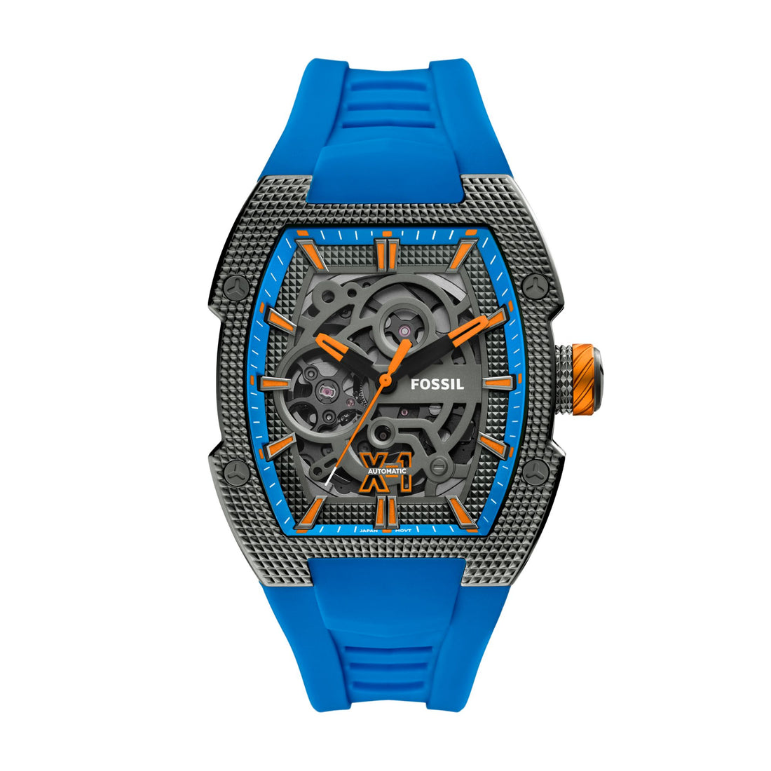 Fossil Machine X-1 42mm Automatic Blue Silicone Watch - ME3285