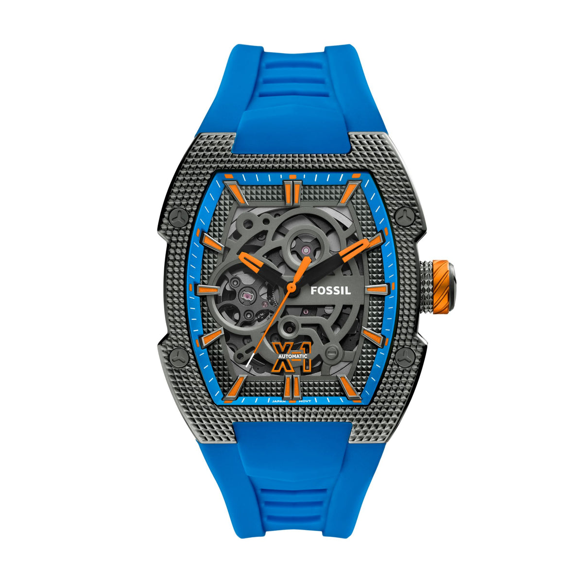 Fossil Machine X-1 42mm Automatic Blue Silicone Watch - ME3285