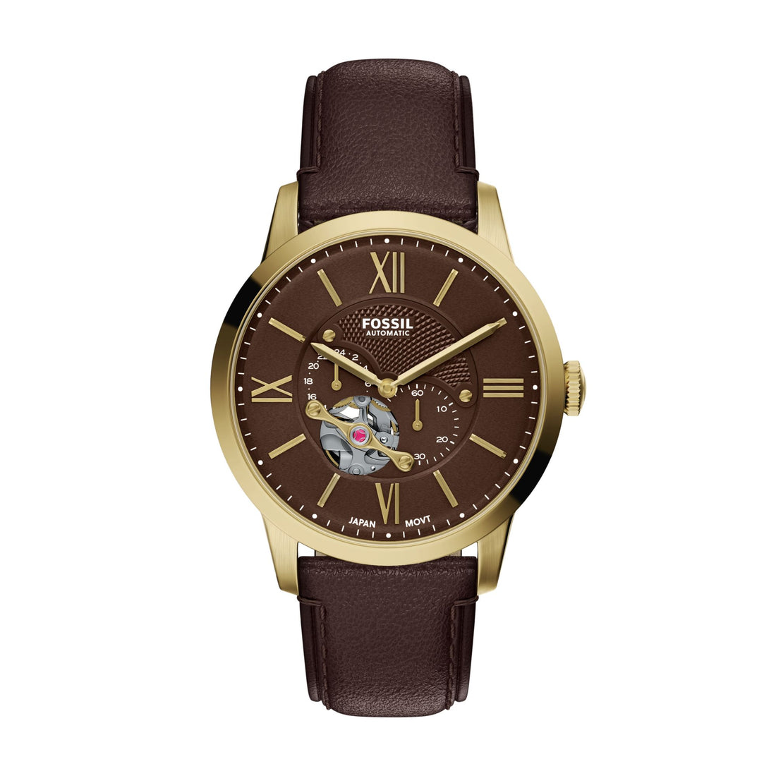 Fossil Townsman 44mm Automatic Brown Leather Watch - ME3286