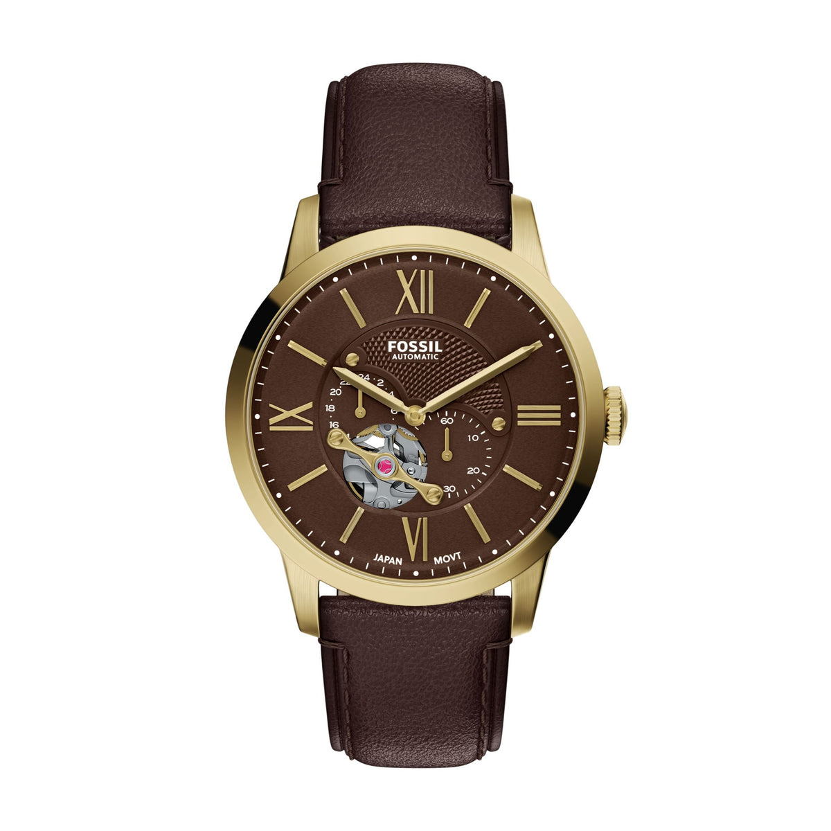 Fossil Townsman 44mm Automatic Brown Leather Watch - ME3286
