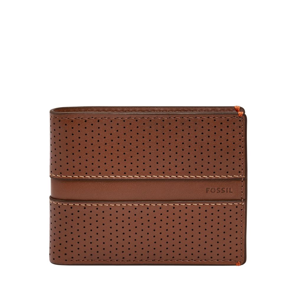 Fossil Men's Sport Tourer Perforated Leather Coin Pocket Bifold - ML4694210