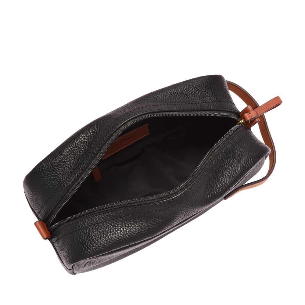 TRAVEL BLACK LEATHER SHAVE KIT (1)