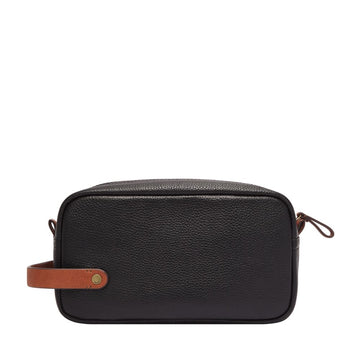 TRAVEL BLACK LEATHER SHAVE KIT