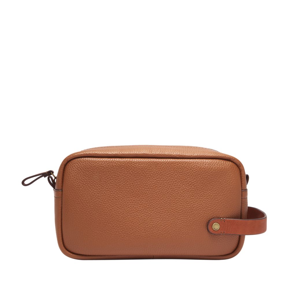TRAVEL BROWN LEATHER SHAVE KIT (2)