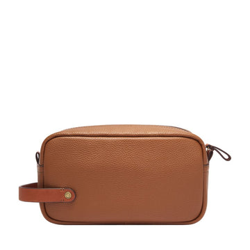 TRAVEL BROWN LEATHER SHAVE KIT